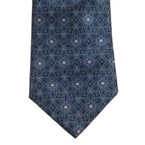 Stafford Blue Cosmic Floral Print Silk Necktie Made in USA Tie NWT